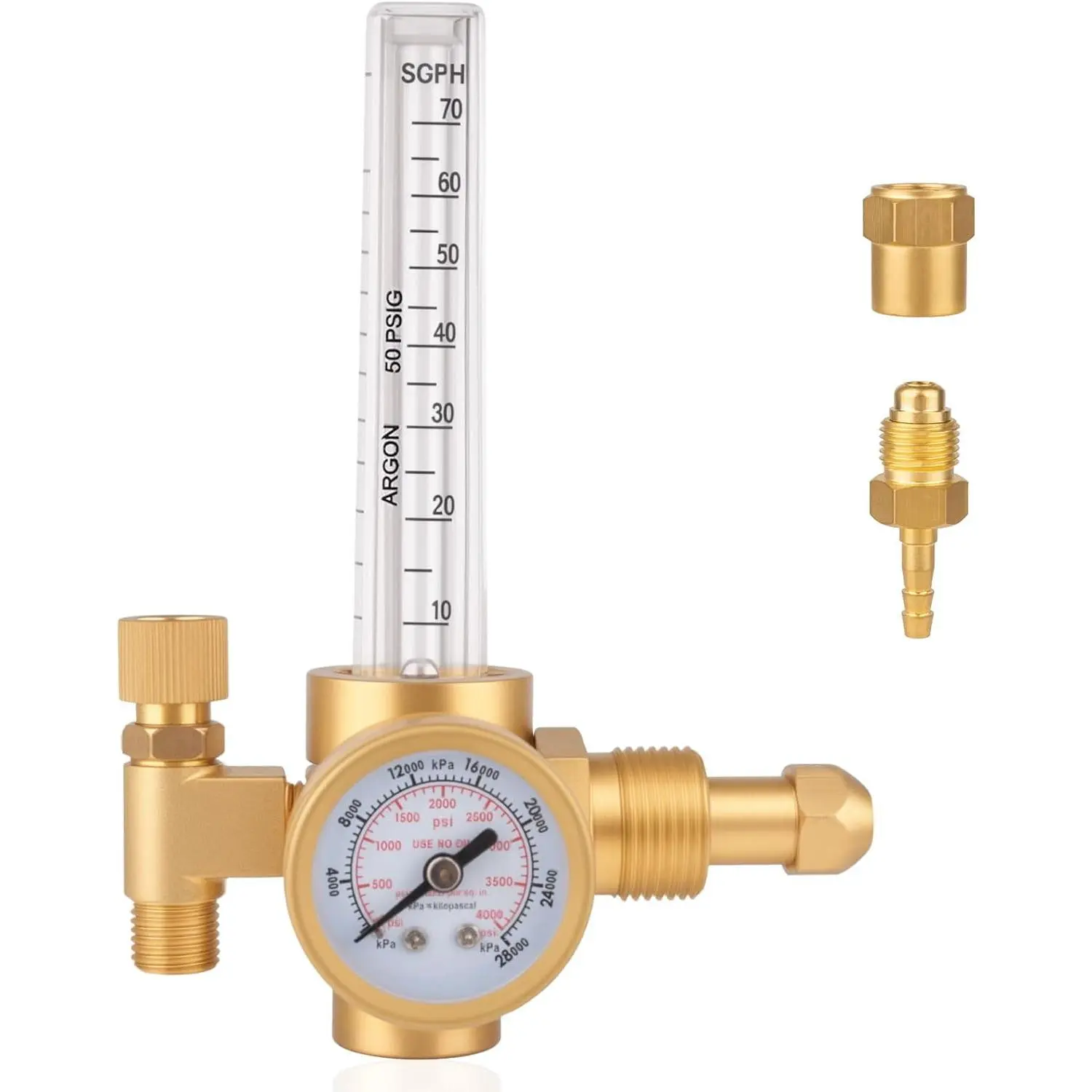 Argon Carbon Dioxide Regulator with CGA-580 Interface 0-4000 PSI Gas Pressure Regulator Suitable for TIG MIG Welding Machine High Flow Precision Suitable for Argon Welding Gas
