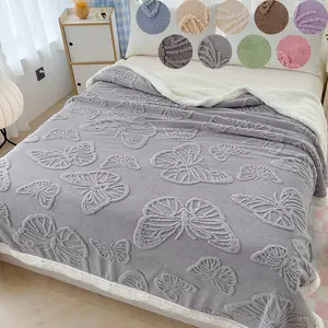 Ultra-Soft Mink Blanket with 3D Butterfly Texture, Thick Warm Dual-Sided Fabric, Skin-Friendly, Anti-Static, Home Essential, Throw Blanket
