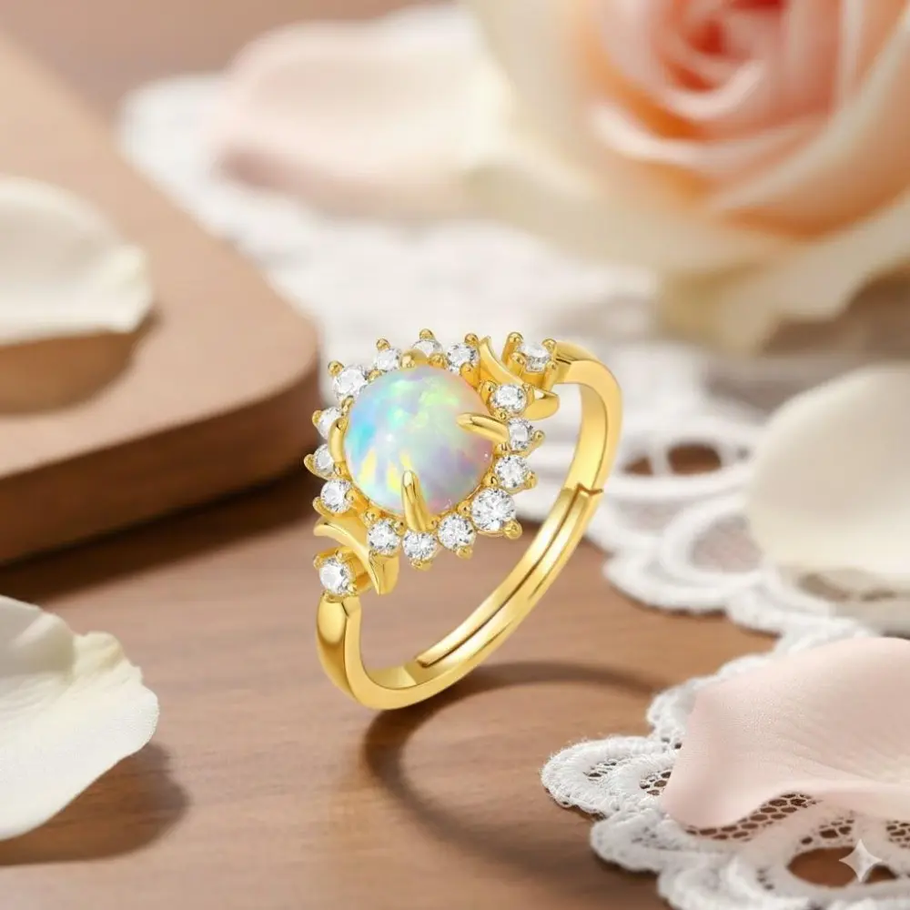 Elegant Moonstone Crescent Goddess Ring | Engagement Wedding Promise Ring | Anniversary Gift for Her | Dainty Celestial Jewelry | 925 Sterling Silver with Natural Gemstone | Customizable Size, Luxury Gift Box