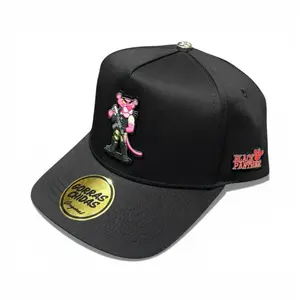 Premium Headwear Unisex Snapback Fitted Plate Style Cap, "Pantera Bélica" Casual Design, Suede Visor, Cool Cartoon Print for Men and Women