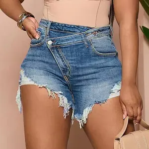 MNLYBABY Women's denim shorts denim ripped washed shorts Fashion jeans