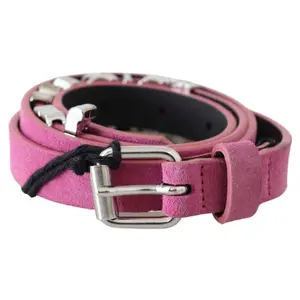 Just Cavalli Pink Silver Chrome Metal Buckle Waist Belt