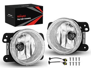 Nilight Fog Lights Assembly Compatible with 2007 2008 2009 Jeep Wrangler 2005-2008 Dodge Magnum 2009 Journey 2006-2010 Chrysler PT Cruiser 2005-2010 300 Touring Models Clear Lens