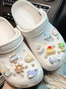 Cute Shoe Charms & Flower Decorations Set, DIY Ocean Theme Accessories, Cartoon Style Shoe Clips for All Seasons