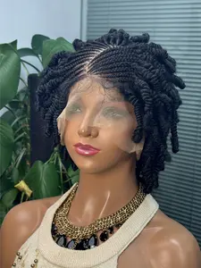 Full Lace Short Flip over Cornrow Braids Wig, Knotless Braided Wigs, Straight Hair Design, Daily Use for All Seasons, Ideal for Women