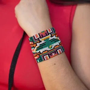 Durango - Eagle Motif Beaded Bracelet - Handmade by Native Artisans - Mother Sierra