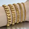 Gold Plated Stainless Steel Cuban Link Chain Bracelet 3/5/7/9/11MM Width 7/8/9/10/11" Length Unisex Jewelry Gift for Birthday Christmas Boyfriend