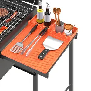 1 Piece Silicone Griddle Tools Mat for Blackstone - Large Silicone Spatula Mat with Drip Pad - Griddle Mats BBQ Grill Accessories - Side Shelf Mats Grill Pad for Blackstone Griddles Accessories