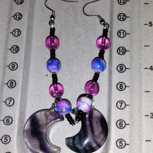 Fluorite moon beaded earrings