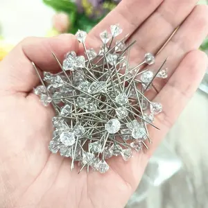 100 Pieces Diamond Bouquet Pins, Decorative Wedding Flower Pins, Long Straight Head Pins for Sewing, Crafting, Embroidery Sewing Tools, Sewing Supplies