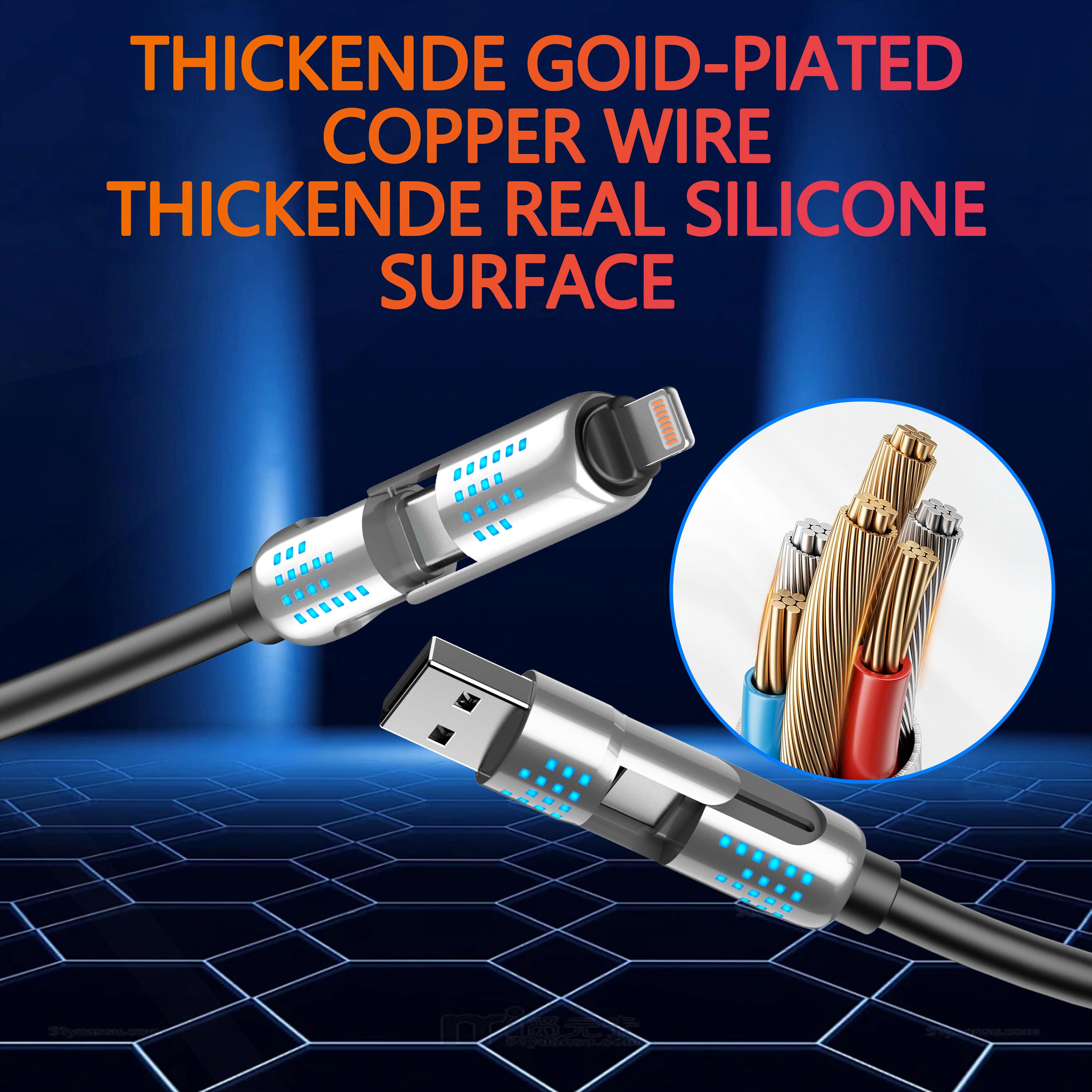 Multi-Functional 240W USB-C Cable: 4-in-1 Design, PD 5A Charging, Data Sync for iPhone, iPad, Samsung, and More