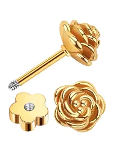 Elegant Floral Stud Earrings, Hypoallergenic Stainless Steel, Spiral Clasp Design, Perfect Gift for Women, Daily Wear Jewelry, Flower Earrings