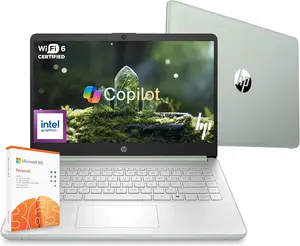 HP 14 Laptop Computer 2026 Ultra Light, AI Copilot Student Business, Quad-Core Intel, 4GB RAM, 128GB Storage, 1 Yr Office 365, 12 Hr, Win 11S, Willow Green