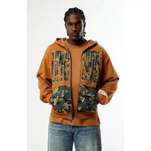 UPRISERS Men's Brown Camo Full Zip Hoodie