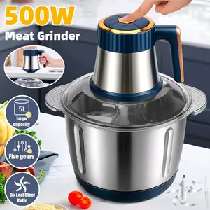 500W Electric Food Vege Chopper Food Processor Kitchen Meat Grinder Mixer 5L US