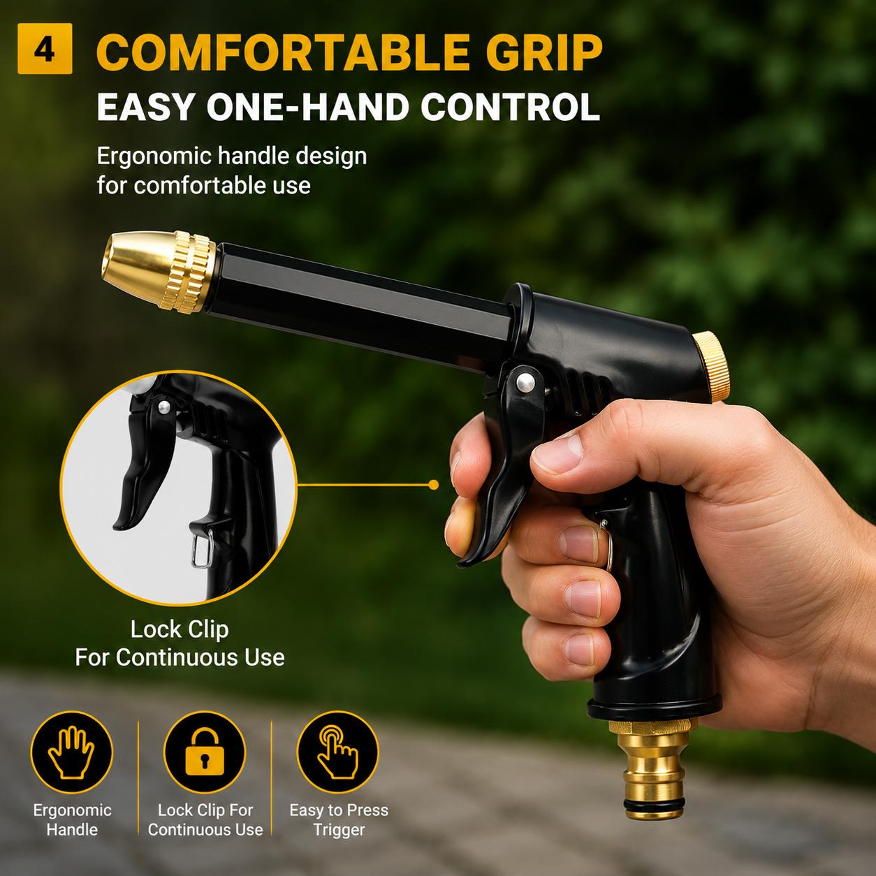 Multi-Purpose Garden Water Wand - Durable Plastic Body Hose Nozzle, Adjustable Cleaner for Vehicles and Outdoor Gardening Tasks