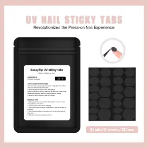 SASSYTIP UV tabs, Press On Nails Sticky Tabs, UV Nails Glue Tabs, Waterproof and Long-lasting; Removal Pen, Click&Remove Pen Design