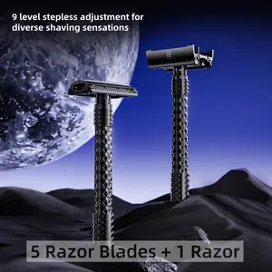 BAILI Boundless Manual Razor Vintage Double-Sided Men's Retro 9 Level Stepless Adjustment 5 Blades Premium Gift for Retro Lovers