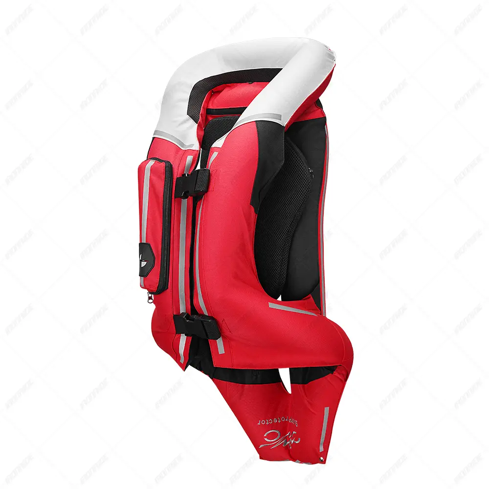 Motorcycle Riding Red Inflatable Vest Upgraded Versio Inflatable Safety Vest Chest Back Neck Hip Protection Vest Anti Fall Riding Equipment Motorbike Protective Gear
