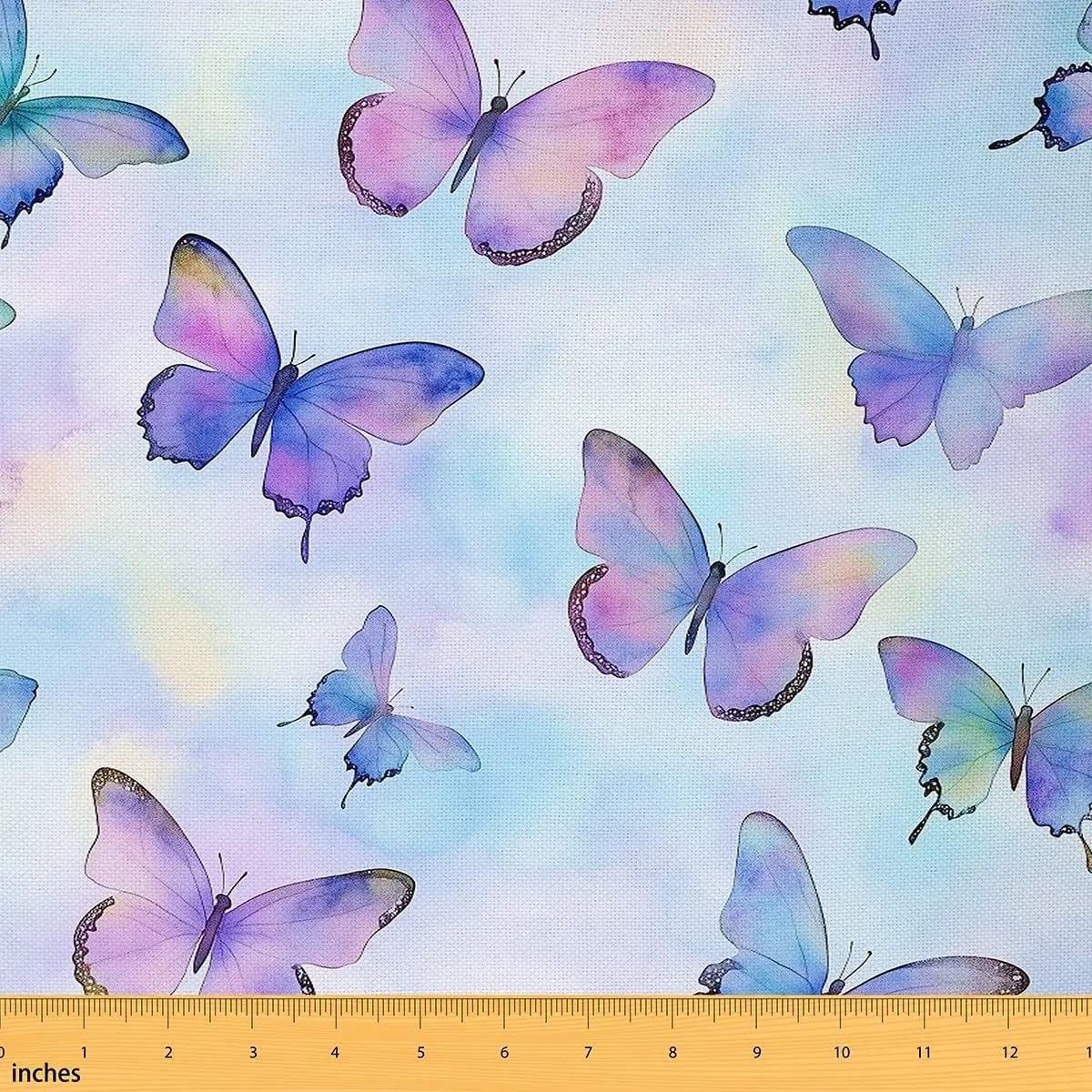 Butterflies Fabric,Tie Dye Butterfly Upholstery Fabric,Watercolor Pastel Marble Decorative Fabric,Princess Ombre Waterproof Fabric,Purple Blue
