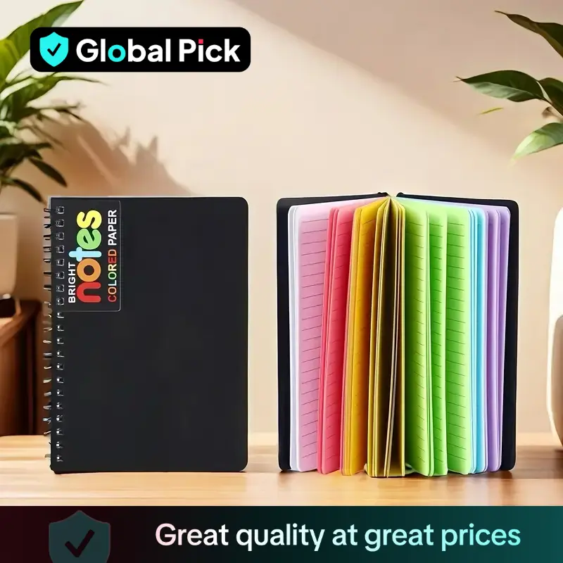 Simple Rainbow Spiral Notebook, 1/2 Counts Wire-bound College Ruled Paper Notepad, Journal Notebook for Home School Office Dormitory