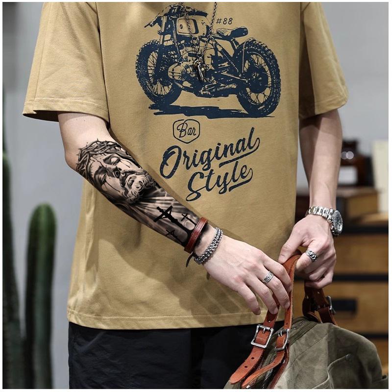 36 Sheets Large Black Temporary Tattoo Stickers with Tribal Wolf Tiger Lion Skull Designs for Men Women 12 Big & 24 Tiny Fake Tattoos for Arms Chest Shoulders