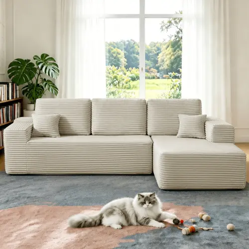Right+Beige + Plush + Foam+Spring + 3 Seat