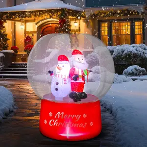 Magical Christmas Inflatable Outdoor Decorations: Light Up Snow Globe with Santa & Snowman Scene Crystal Ball Blow Up Yard Decoration for Xmas Garden Lawn Party Indoor Use,  4FT