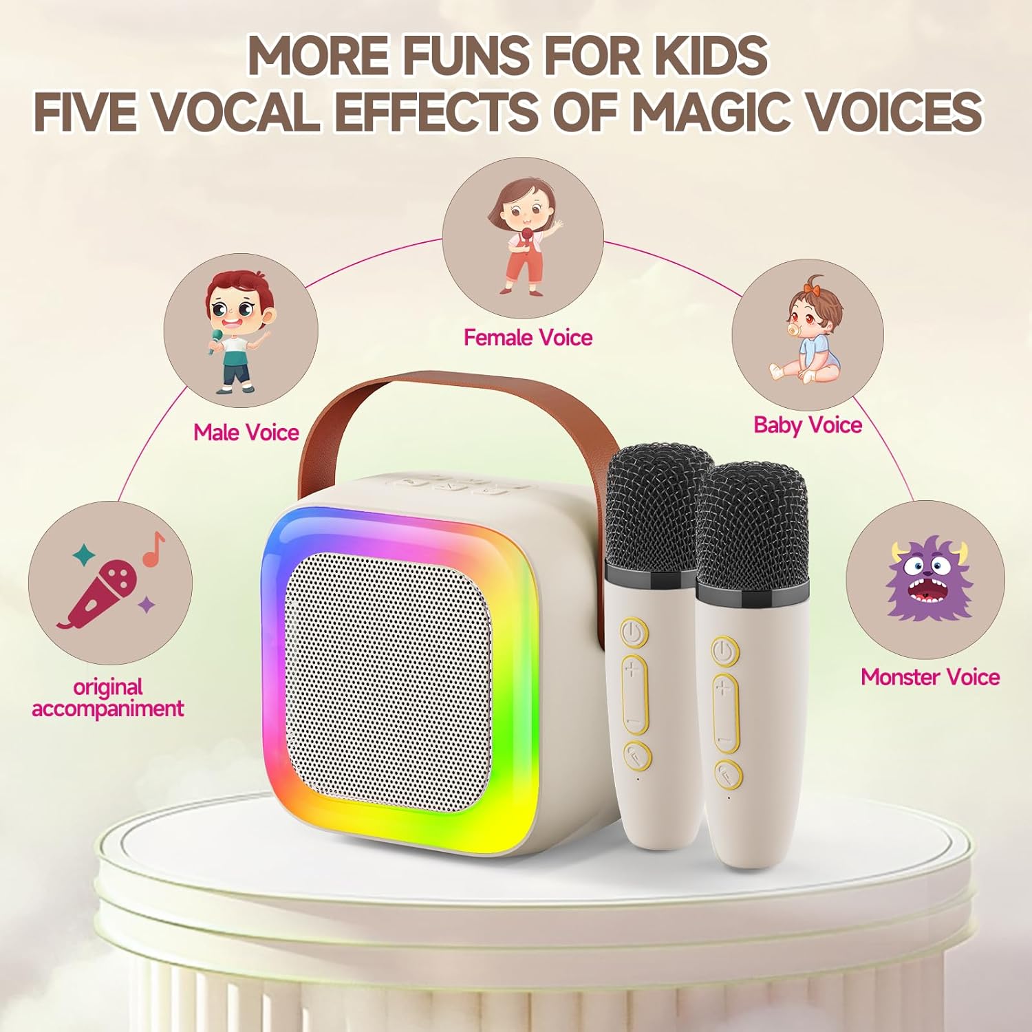 Portable Mini Karaoke Machine for Kids & Teens, Karaoke System with 2 Wireless Mics, Subwoofer Bass & LED Lights Set the Mood for Party & Home Use, Portable Karaoke Machine, Led Party Glow,back to school,back to school haul Portable Mini Karaoke Machine for Kids & Teens, Karaoke System with 2 Wireless Mics, Subwoofer Bass & LED Lights Set the Mood for Party & Home Use, Portable Karaoke Machine, Led Party Glow,back to school,back to school haul