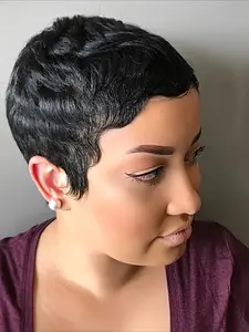 Pixie Cut Wig for Women Curly Wave Wig Halloween Wig Full Machine Made Wig Pixie Wigs 150% Density 6 Inch