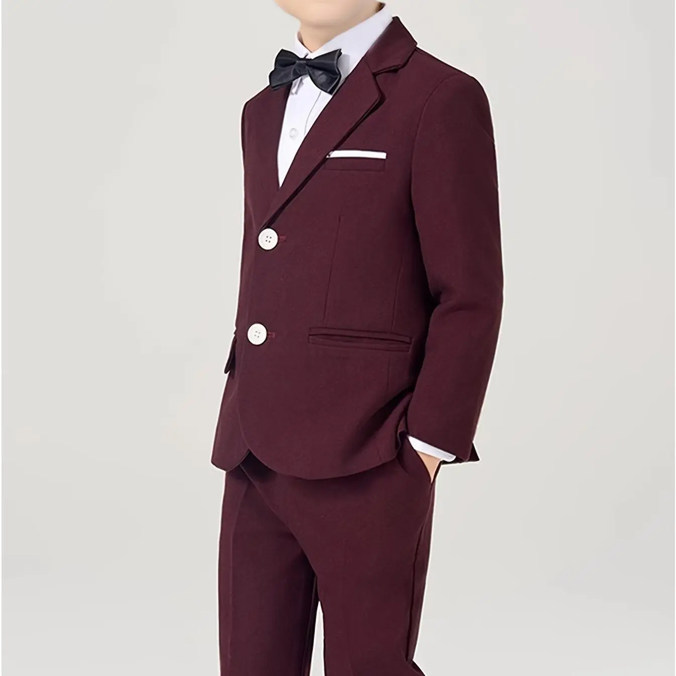 Suit Set Autumn And Winter British Handsome Flower Girl Dress Boy Host Speech Performance Piano Performance Suit Model Catwalk Three-Piece Suit (Jacket Vest Trousers)