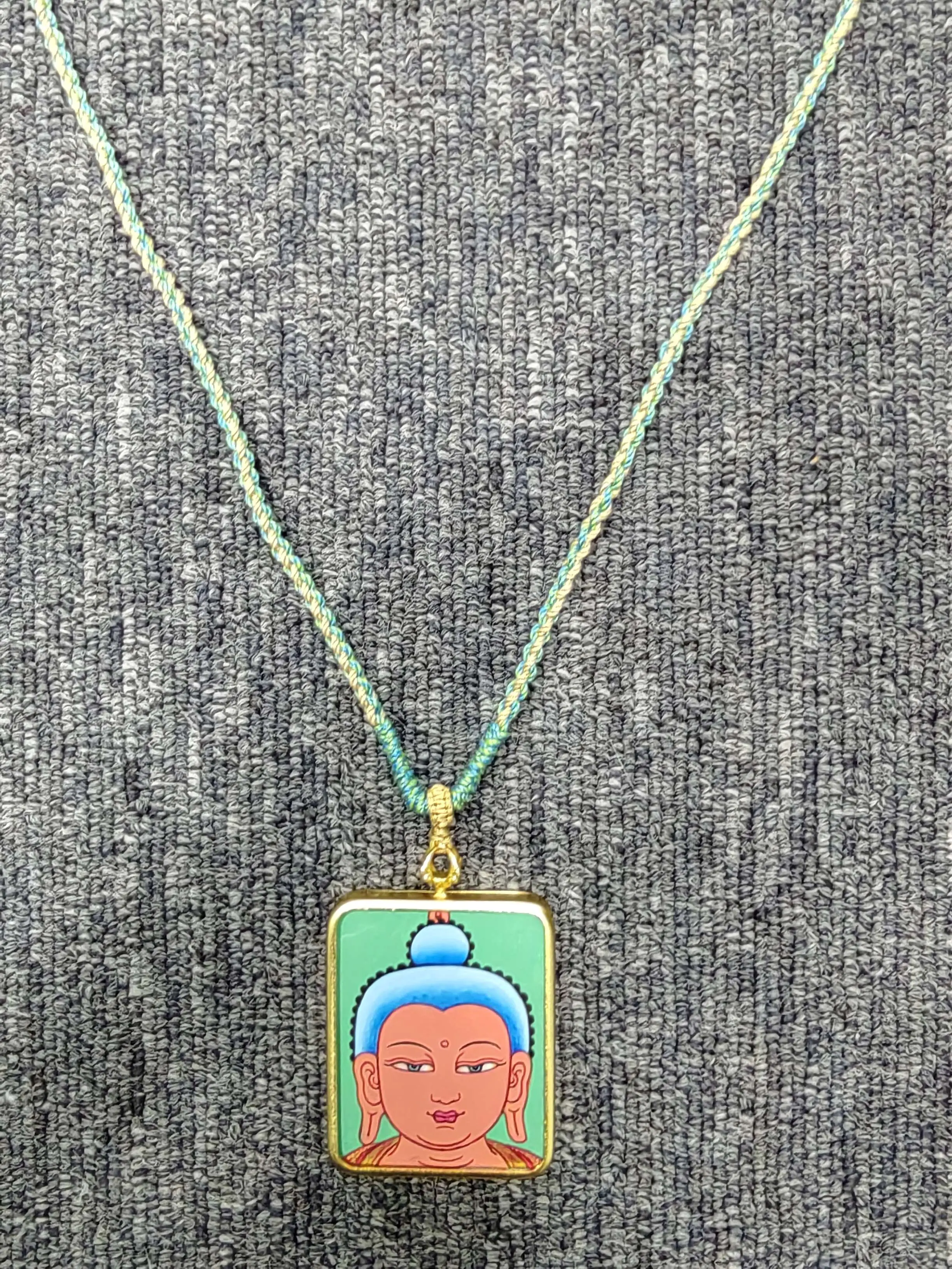 Handdrawn Tibetan Tangka Necklace - Amitabha Buddha