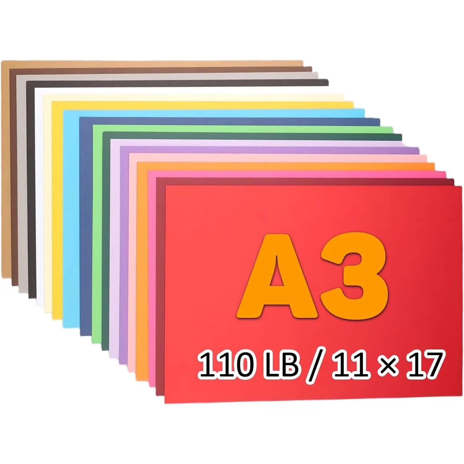 50 Sheets A3 Colored Cardstock 300 GSM/110 LB Thick Construction Paper 11" x 17" for Card Making & Arts Crafts