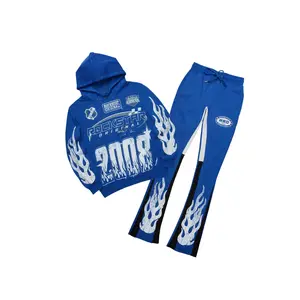 Amos Royal Blue Stacked Flare Hoodie Track Set