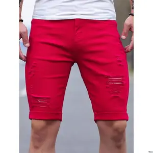 ssolidcolorippeddenimshortsjorts rivetrisemen