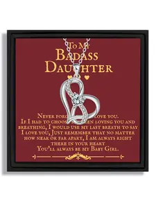 1 piece Valentine's Mother's Birthday Day infinity heart pendant necklace gift box for daughter with blessing card and box