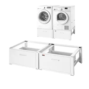 VEVOR Laundry Pedestal, 14 in Height, Washer and Dryer Pedestals with Drawer, 700 lbs Weight Load Capacity, Non-Slip Feet, Heavy-duty Steel Washing Machine Stand Universal Fit, White, 2 Pack