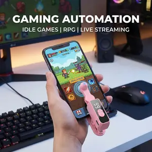 107 levels of adjustable click speed, rechargeable auto-clicker - Auto click speed tool - Fast screen click simulator for smartphones and game controllers | Smart triggers for shopping, rewards, live stream likes and tasks - Portable selfie tool