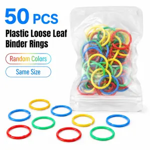 50 Pcs Plastic Loose Leaf Binder Rings, Random Color Notebook Binding Rings, Reusable Disc Rings for Planners, Cards and Documents