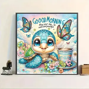 Happy Turtle Diamond Painting Kit, DIY 5D Art Set with Irregular & Round Diamonds, Frameless Home Decor for Beginners, Wall Decoration