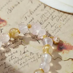 Rose Quartz & Rutilated Quartz Bunny Bracelet | Love & Prosperity