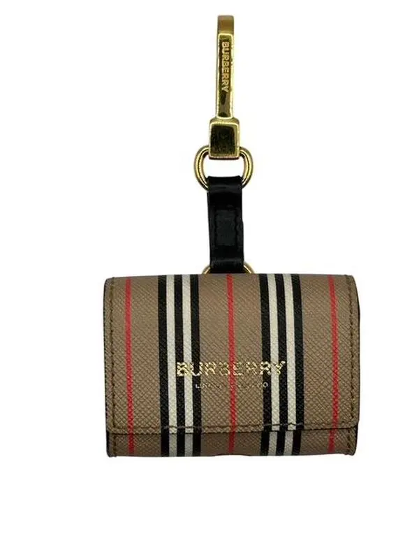 Pre-owned BURBERRY Canvas Airpod Case Nova Check Coated Perfect For Daily Use