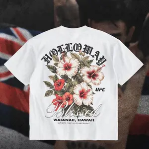 Blessed Hawaiian Hibiscus Graphic Tee - UFC Inspired Design with Max Holloway Theme for Fight Nights, Gym Sessions & MMA Fan Events - Heavy Cotton Street Style Shirt
