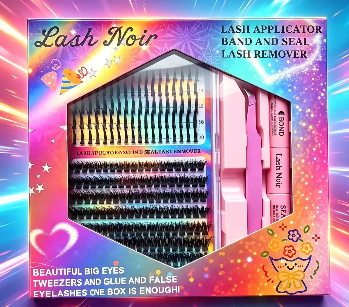Beginner DIY Eyelash Extensions Kit Bundle, 240 Pcs Synthetic Natural Wispy Lash Clusters (C Curl, 10-18mm) with Bond, Seal, Remover, Tweezers, Abs-Friendly Waterproof Reusable Styling Cosmetic, Eyelashes Extensions, Nature, False Eyelashes & Adhesives