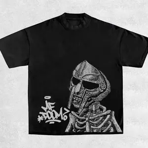 MF Doom graphic tees, MF Doom merchandise, 90s hip-hop street style t-shirt, made in the USA, suitable for rappers and retro music lovers, black casual cotton fabric crewneck classic K0S