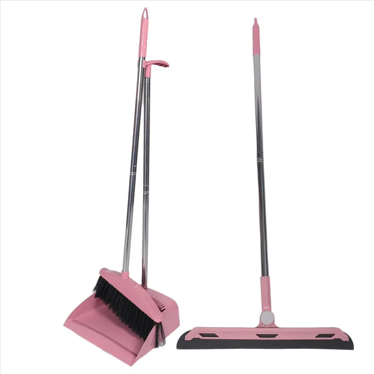 Dustpan Broom Set Floor Wiper Household Cleaning Long Handle Cleaning Set for Lobby Household Kitchen Cleaning Pink