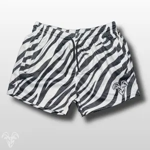 Goat Strength Zebra Print 5” Inseam Mesh Shorts – Unisex Athletic Workout Shorts with Zipper Pockets
