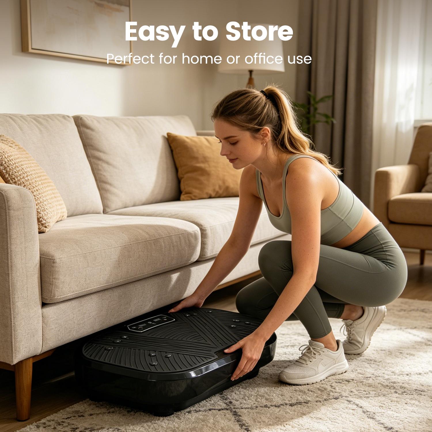 Ranbro Professional Vibration Plate, Whole Body Workout Platform for Balance & Strength Training, Intuitive LED Display Vibration Machine with Remote, Compact Fitness Equipment for Recovery & Wellness, Portable Home Office Under Desk Exercise Gear