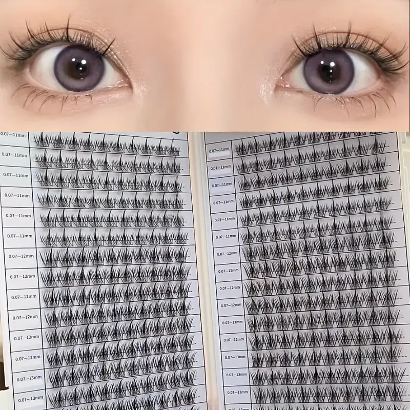 320 Cluster Eyelash Book - DIY Natural, Anime, Cluster And Fluffy Style Eyelash Extensions - Reusable - Mixed Length 11-13Mm