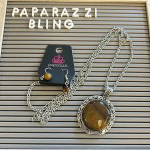 Stunning Brown Cats Eye Necklace cadena cubana